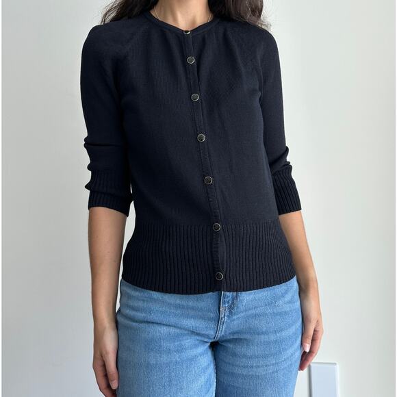 St John Sweater Womens P Santana Knit Button Front Cardigan Old Money Minimalist - Picture 1 of 9